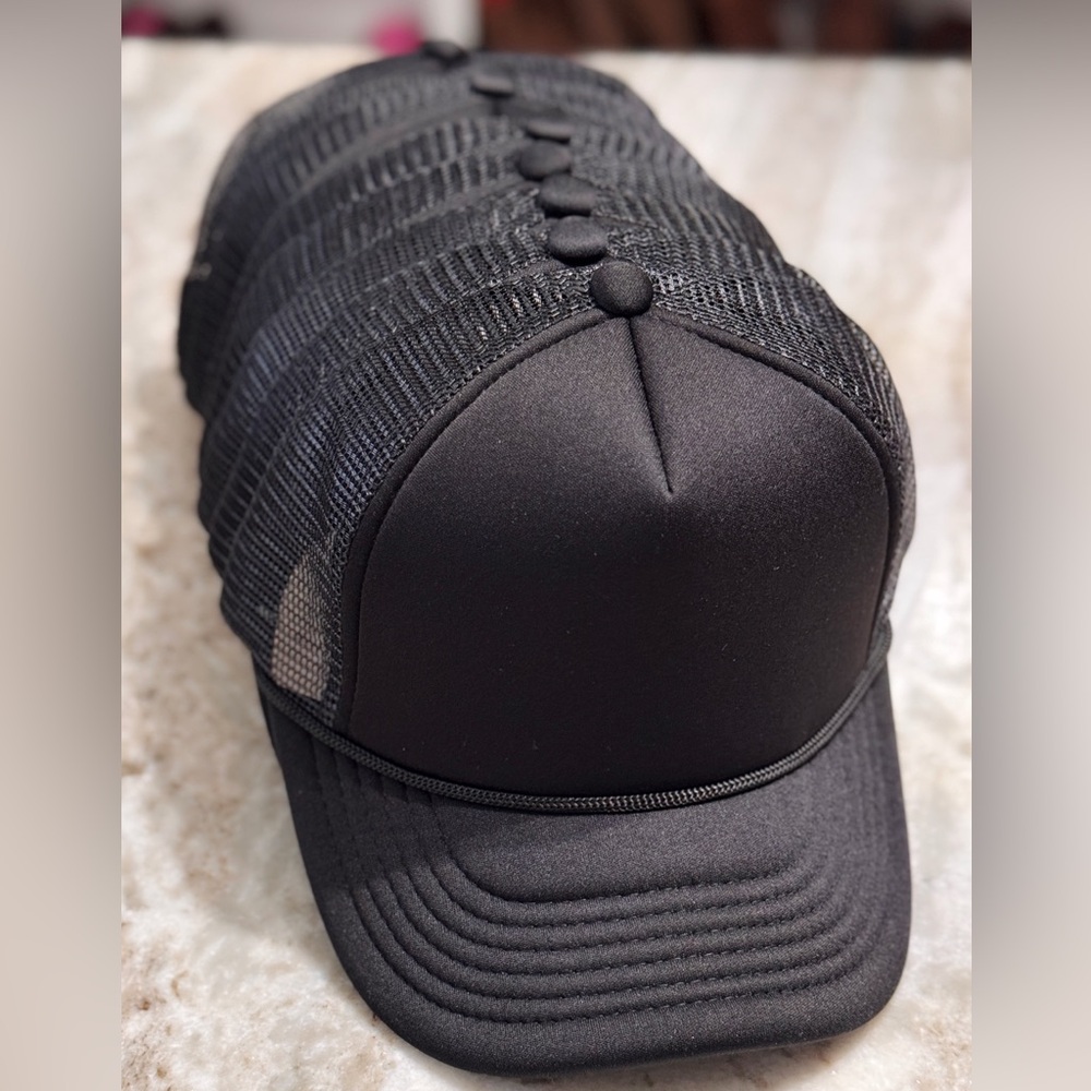 Lot of 8 Mid Profile Blank Trucker Hats – New Adjustable Mesh Caps Black - Picture 4 of 9
